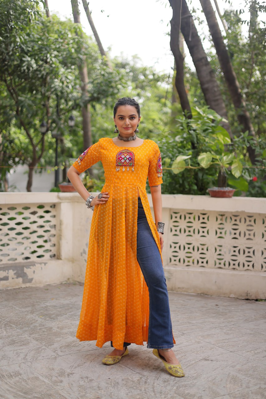 Designer Front Open Long Navratri Special Kurti