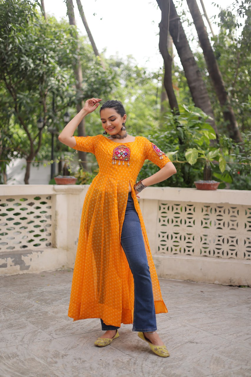 Designer Front Open Long Navratri Special Kurti