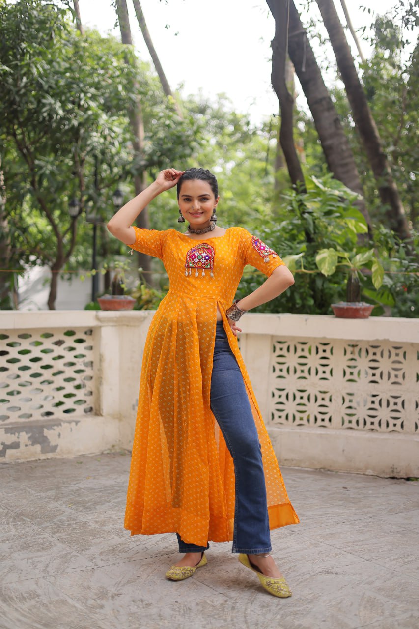 Designer Front Open Long Navratri Special Kurti
