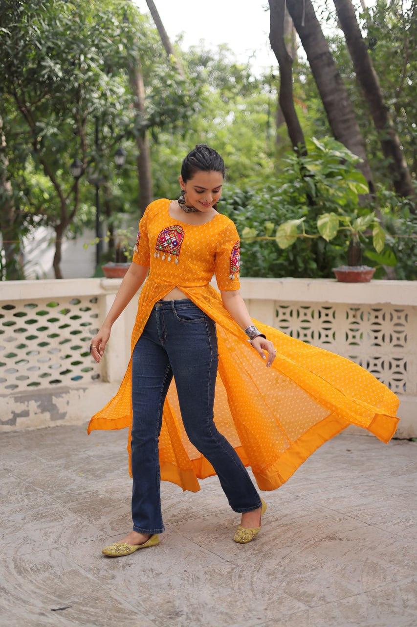 Designer Front Open Long Navratri Special Kurti