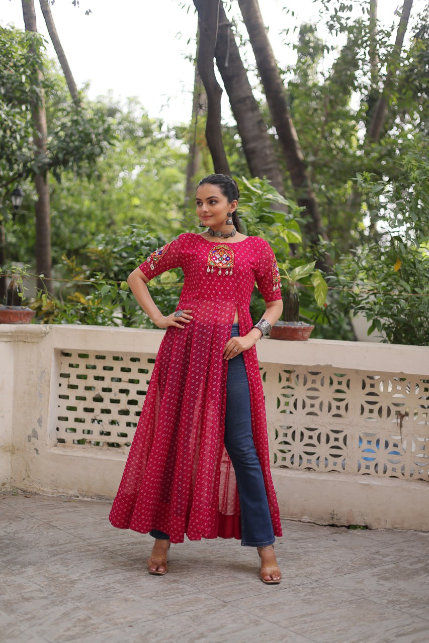 Designer Front Open Long Navratri Special Kurti