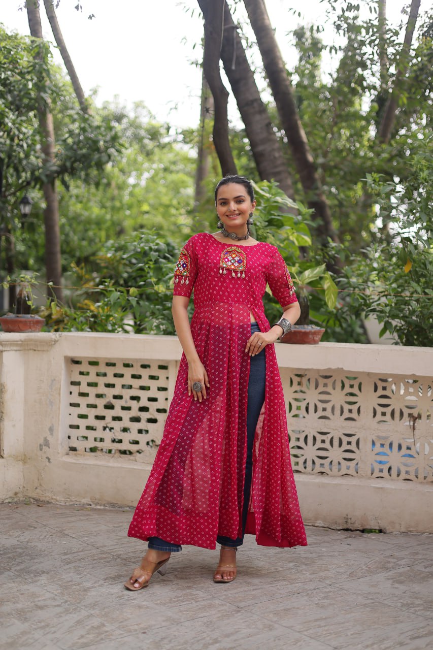 Designer Front Open Long Navratri Special Kurti