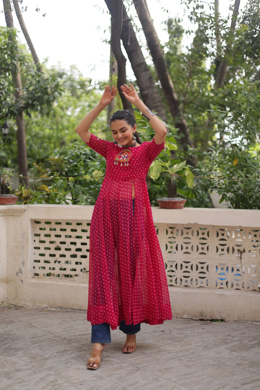 Designer Front Open Long Navratri Special Kurti