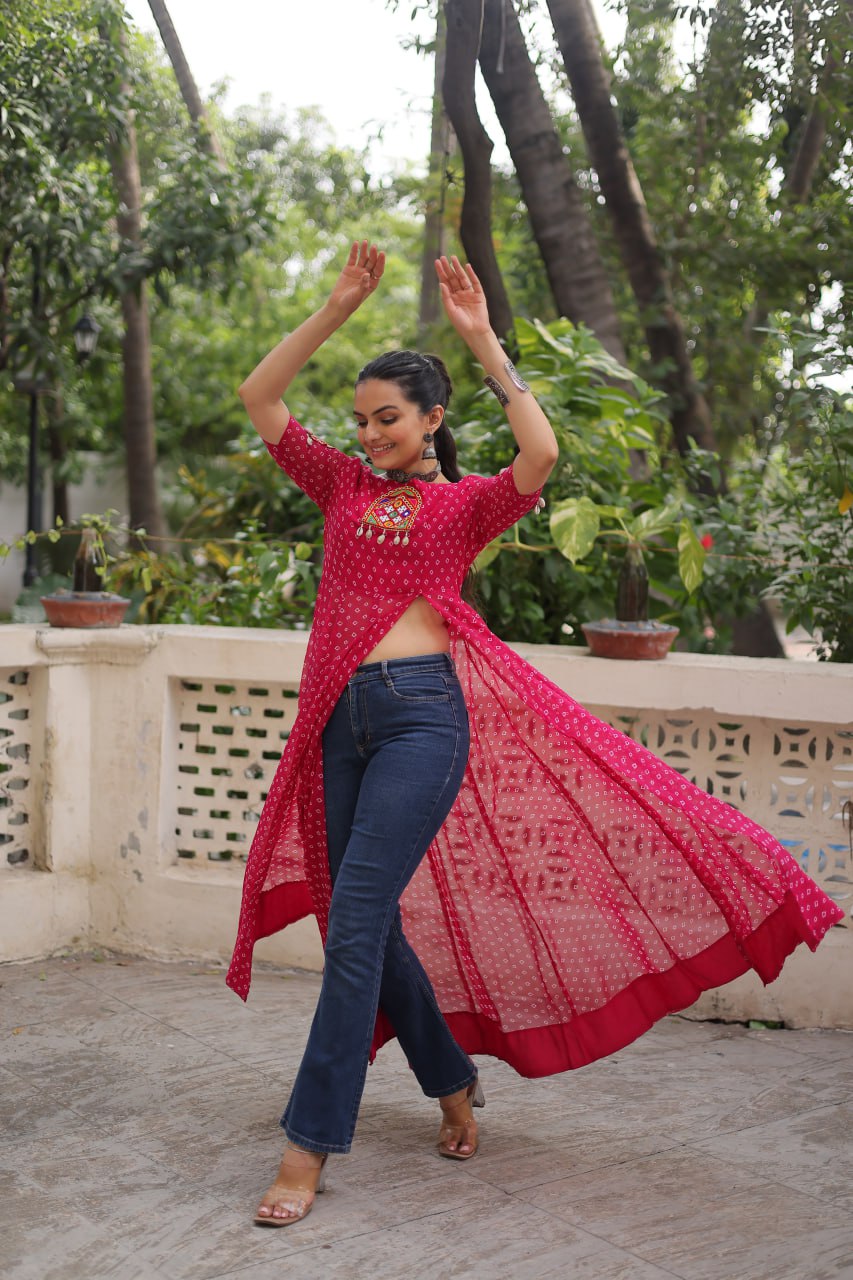 Designer Front Open Long Navratri Special Kurti