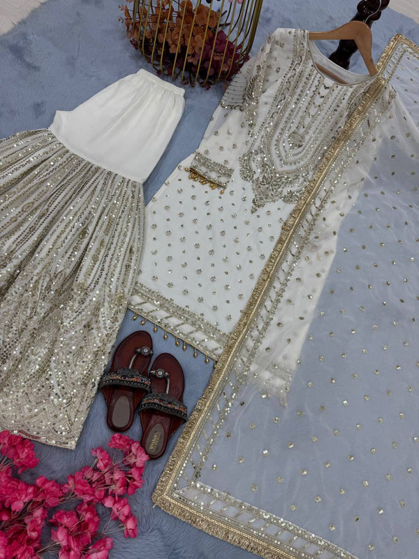 Wedding Wear Black Color Embroidered Designer Plazzo Suit