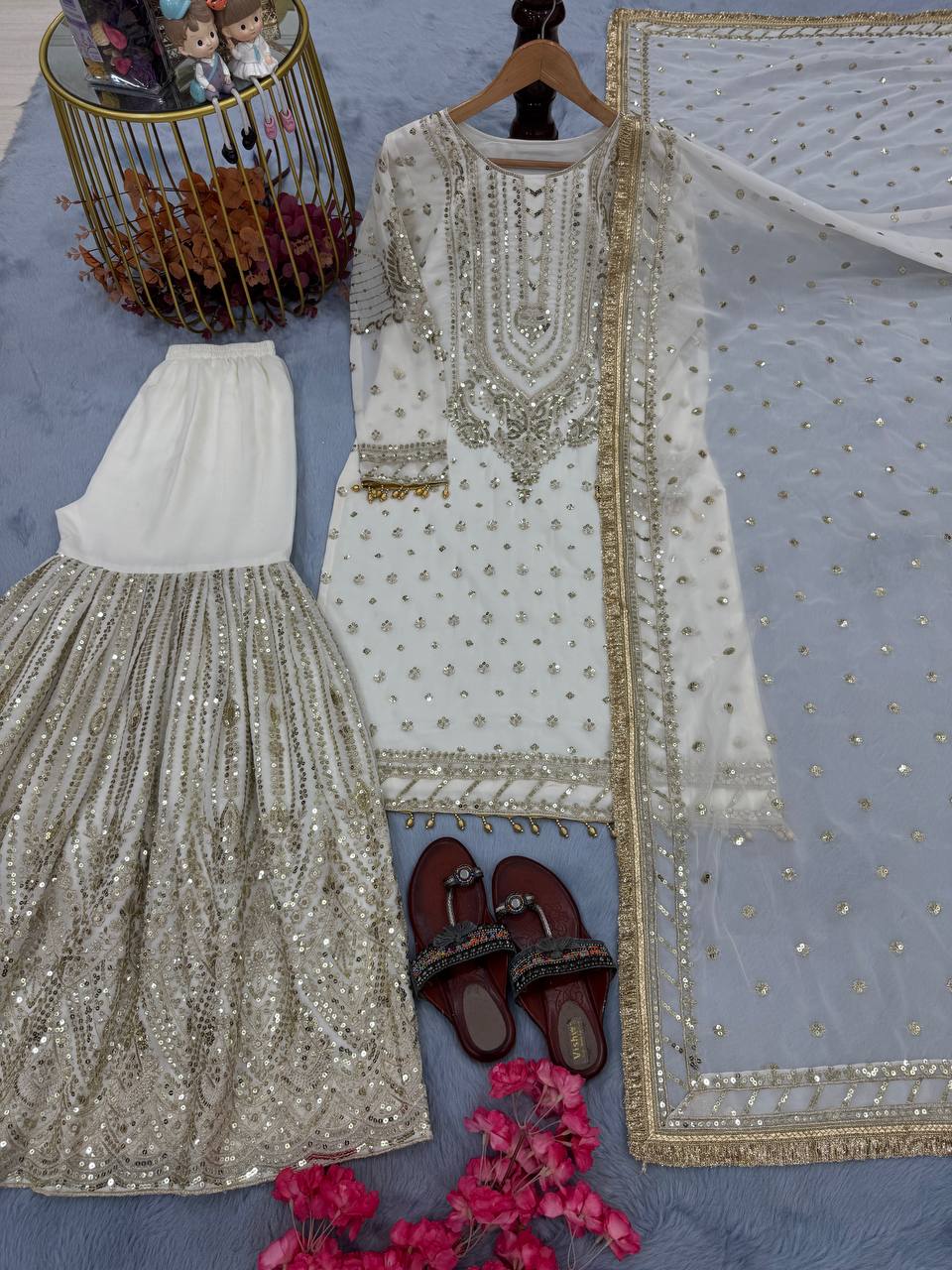 Wedding Wear Black Color Embroidered Designer Plazzo Suit