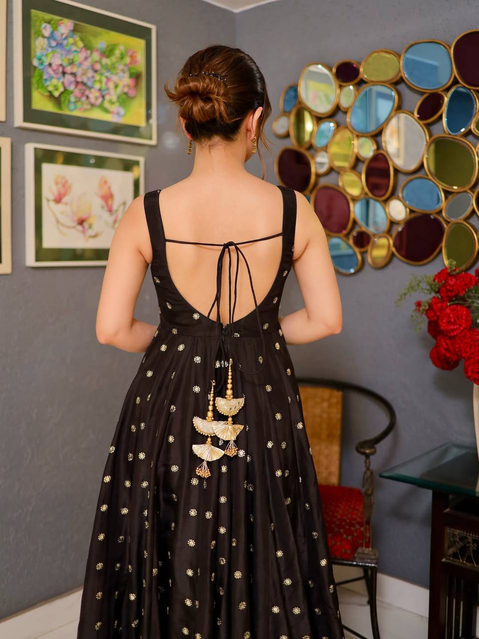 luxury anarkali dress Luxury Designer Black Color Embroidered Anarkali Suit Set – Vastra Shop