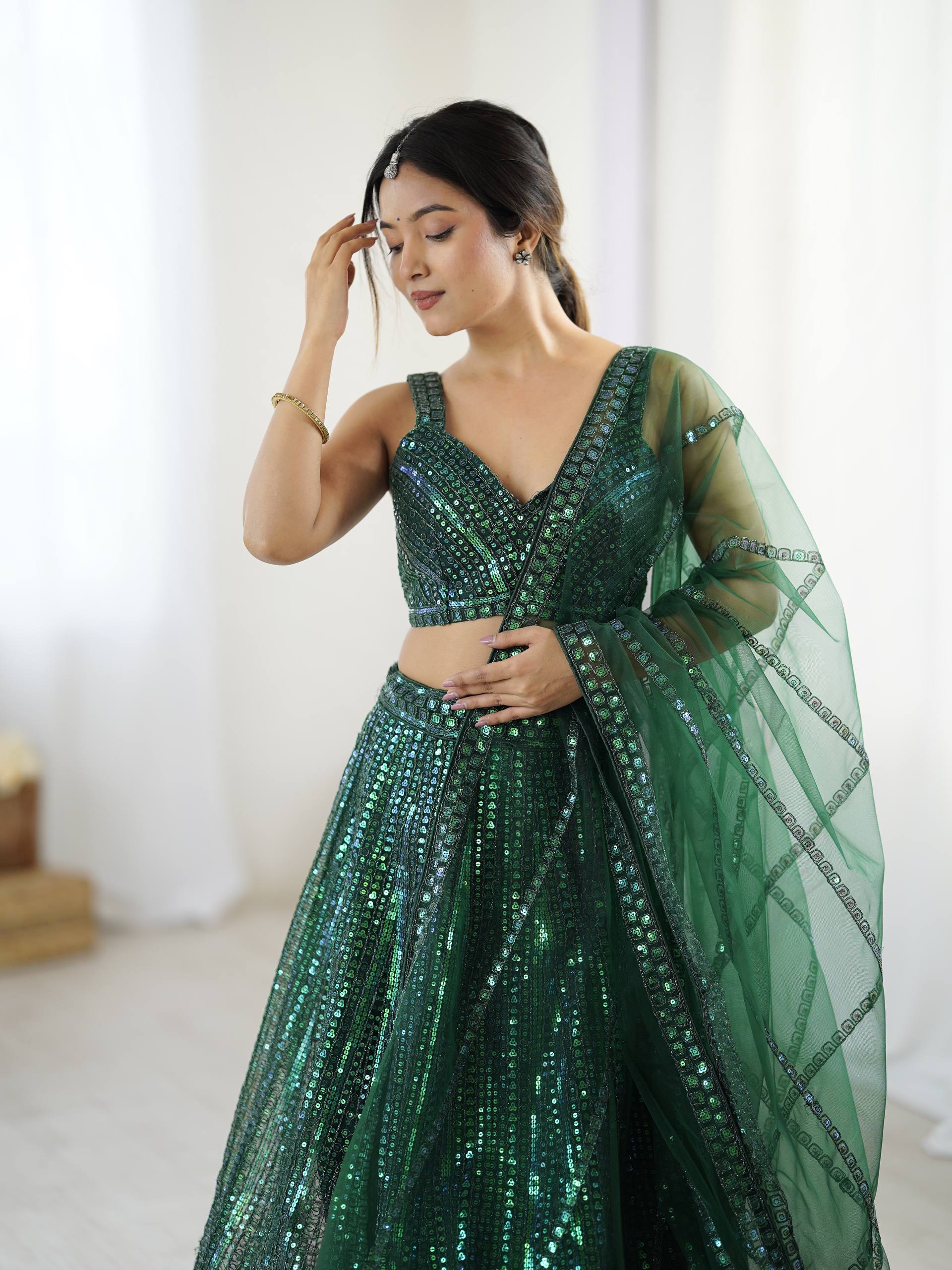 Beautiful Green Color Embroidered Work Designer Lehenga Choli