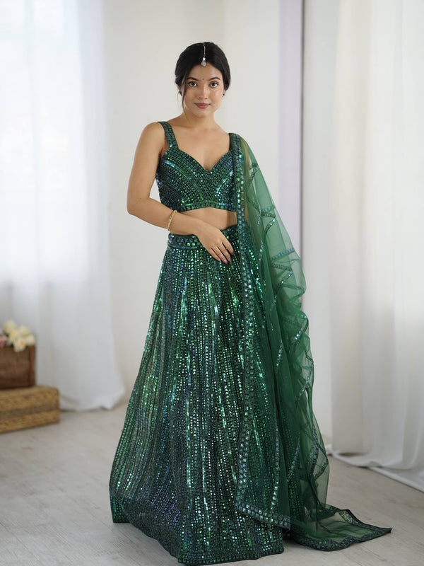Beautiful Green Color Embroidered Work Designer Lehenga Choli
