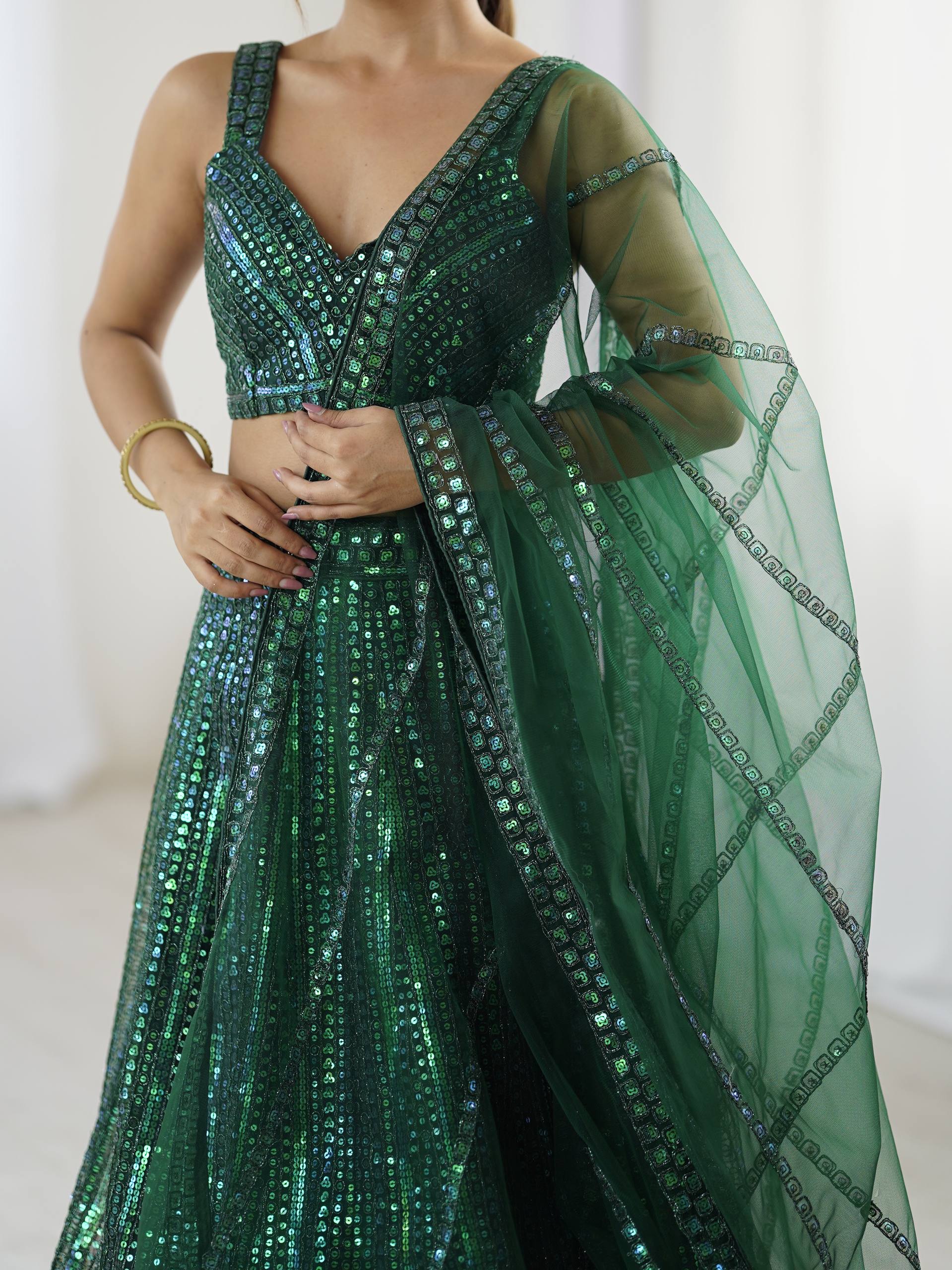 Beautiful Green Color Embroidered Work Designer Lehenga Choli