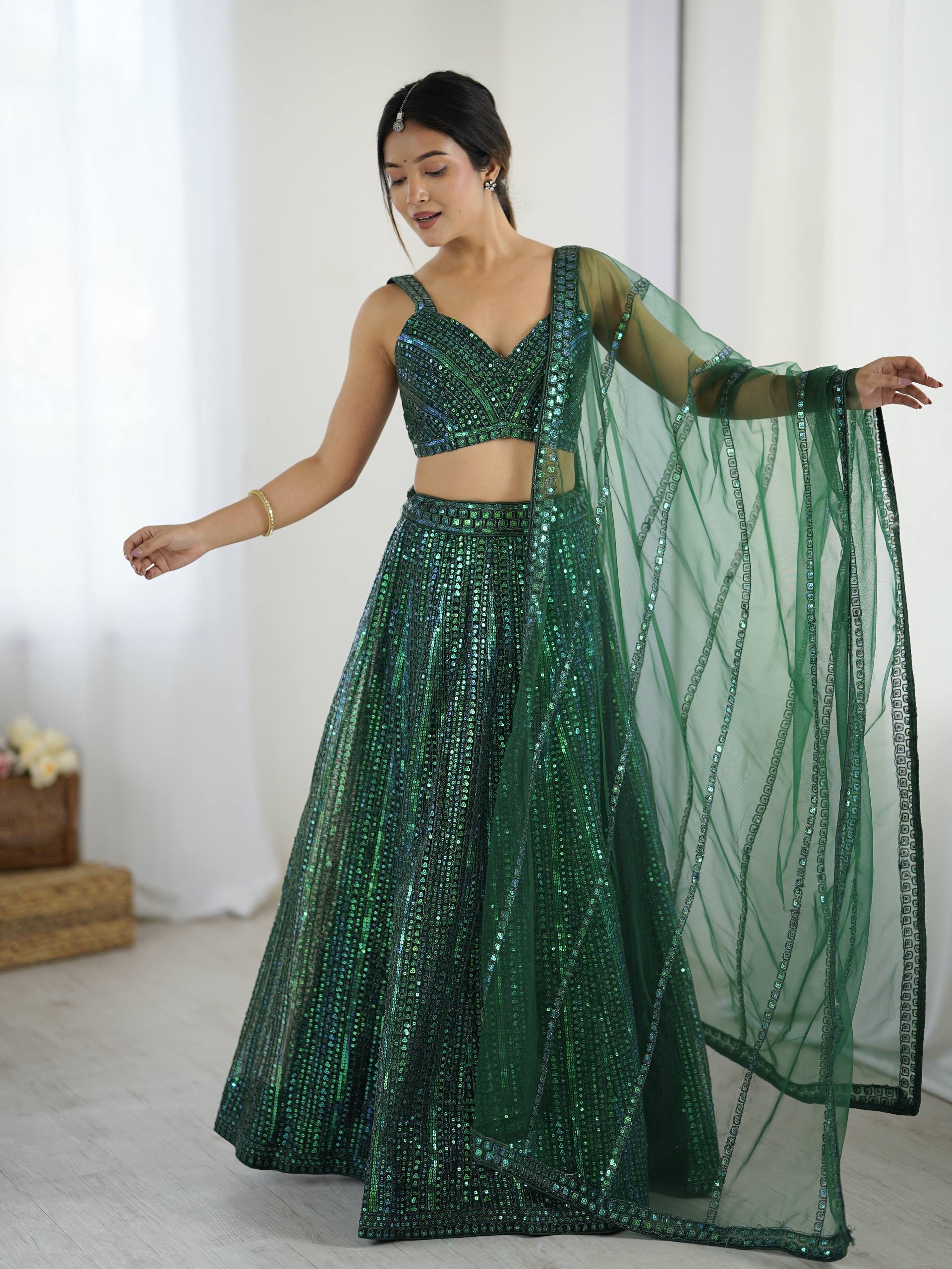 Beautiful Green Color Embroidered Work Designer Lehenga Choli