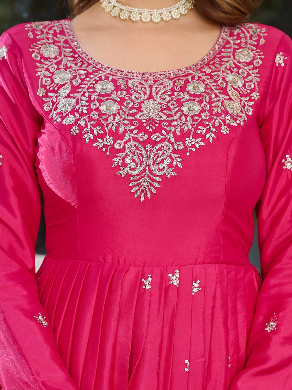 Party Wear Pink Color American Silk And Thread With Sequence Work Designer Gown