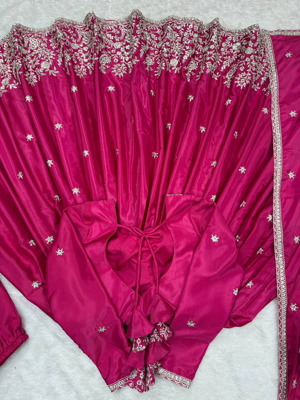 Party Wear Pink Color American Silk And Thread With Sequence Work Designer Gown