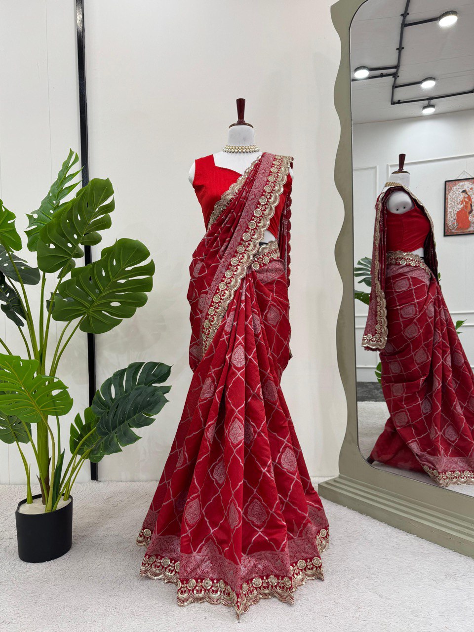 Festive Wear Red Color Karwa Chauth Special Designer Saree