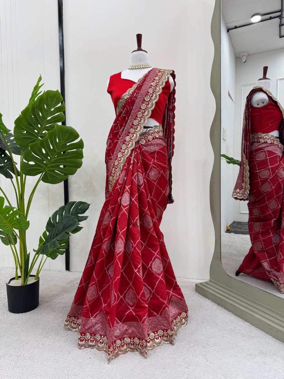 Festive Wear Red Color Karwa Chauth Special Designer Saree