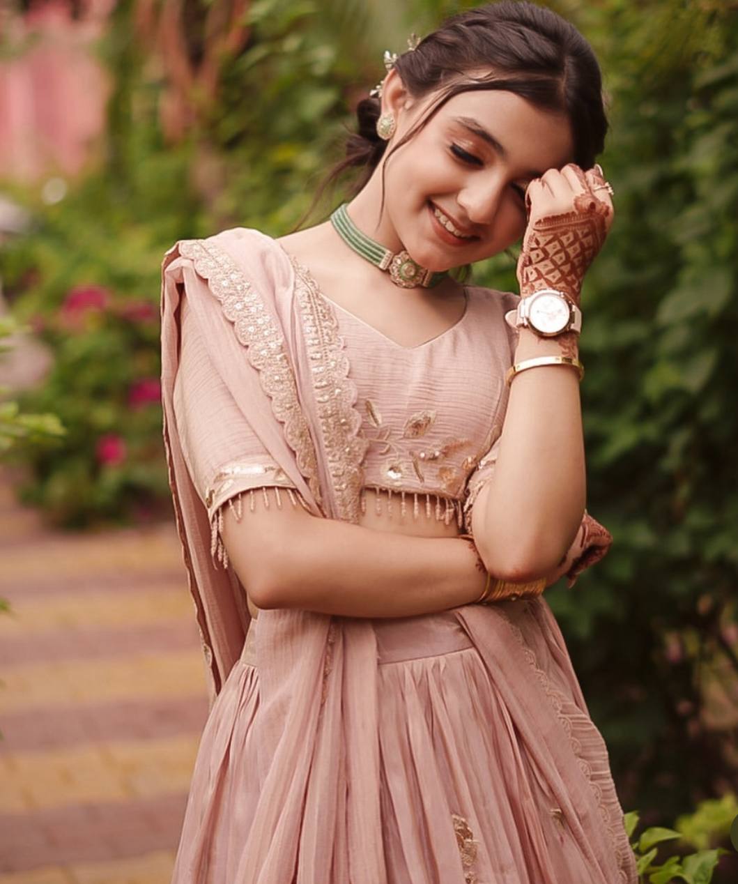 Beautiful Peach Color Designer Lehenga Choli For Girls