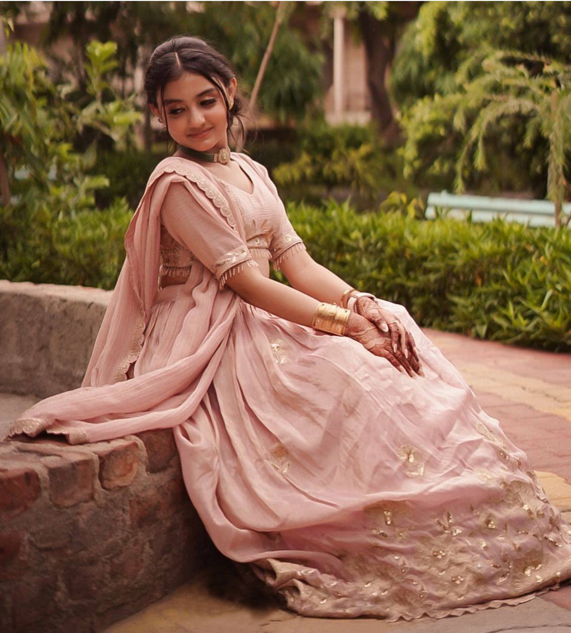 Beautiful Peach Color Designer Lehenga Choli For Girls