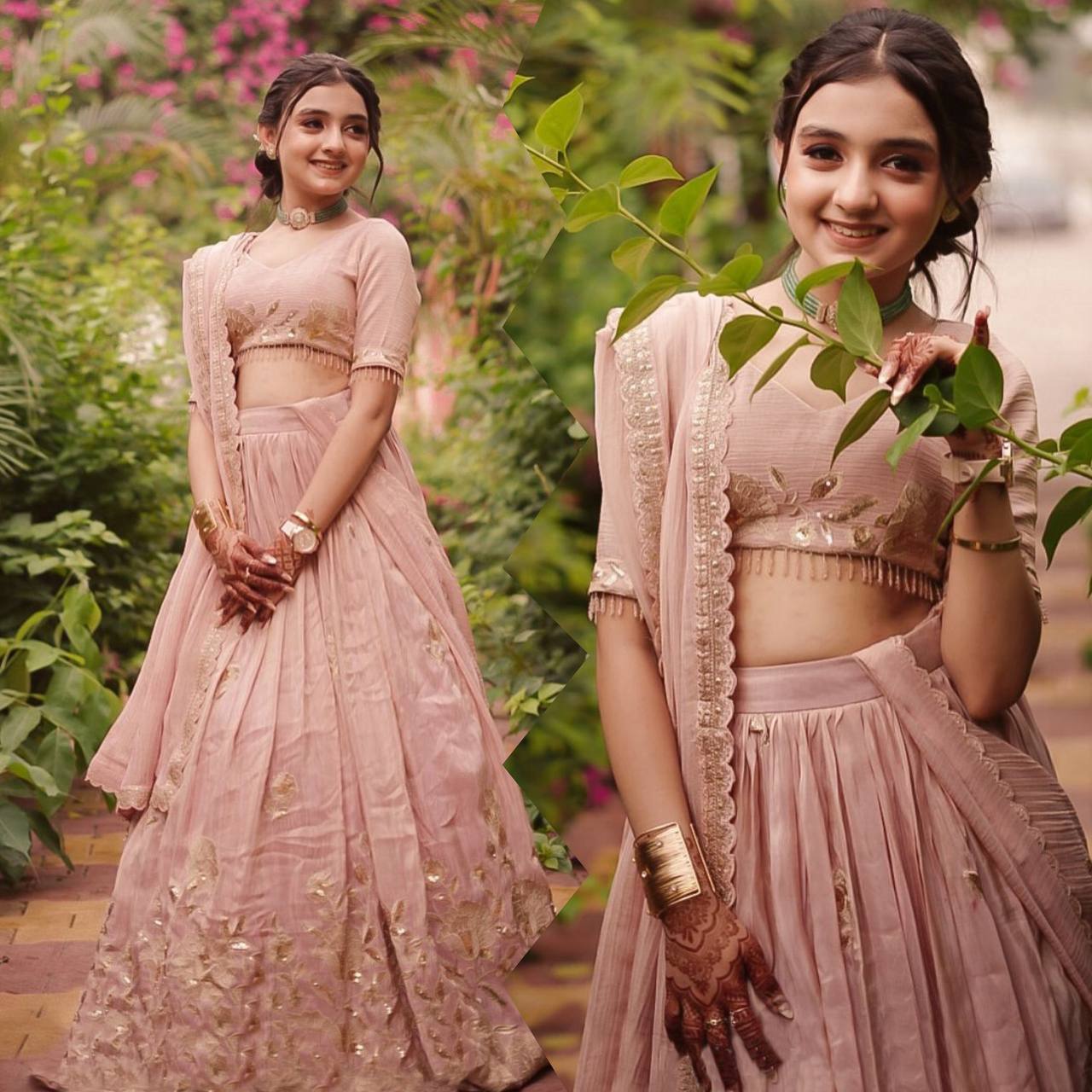 Beautiful Peach Color Designer Lehenga Choli For Girls