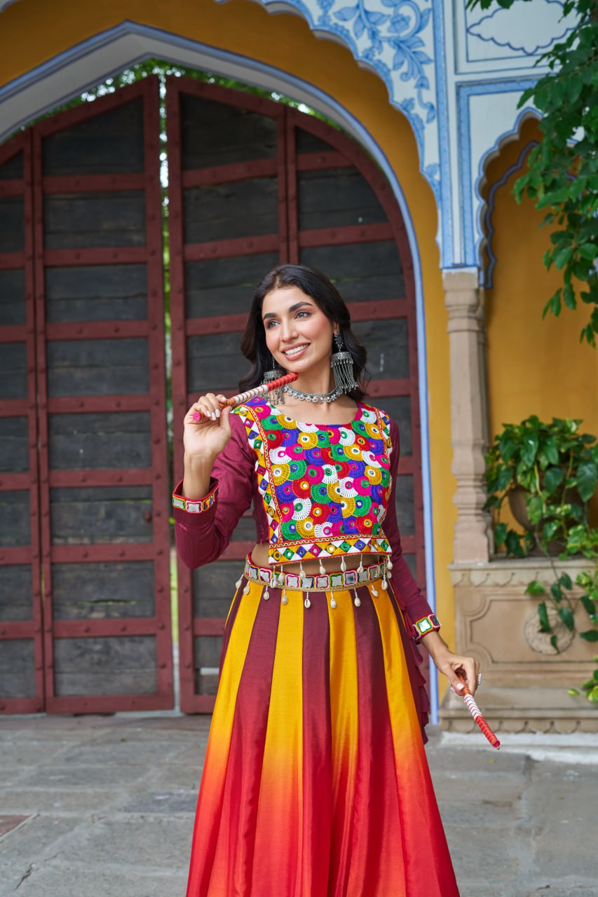 Designer Kutchi Gamthi Work Navratri Wear Lehenga Choli