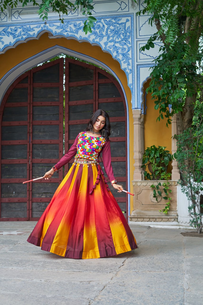 Designer Kutchi Gamthi Work Navratri Wear Lehenga Choli
