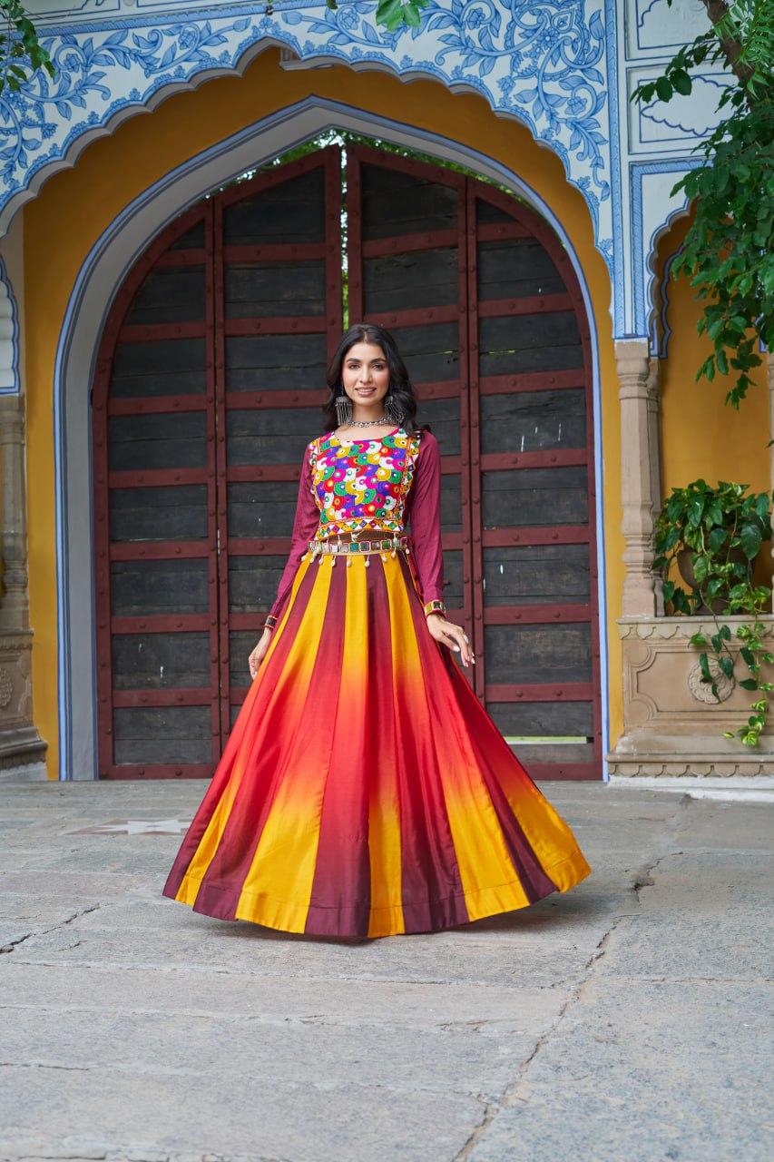 Designer Kutchi Gamthi Work Navratri Wear Lehenga Choli