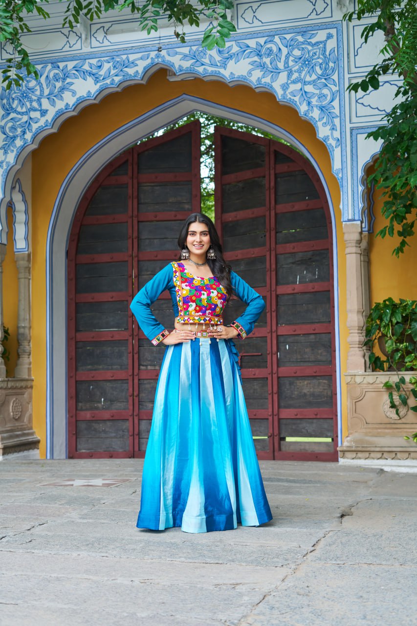 Designer Kutchi Gamthi Work Navratri Wear Lehenga Choli