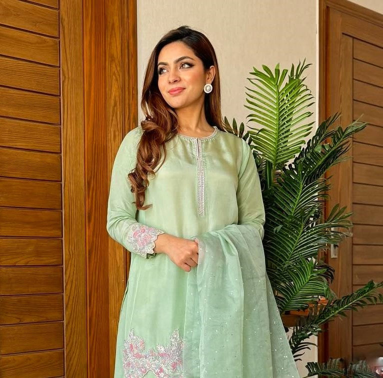 Gorgeous Green Color Designer Farshi Palazzo Suit Set