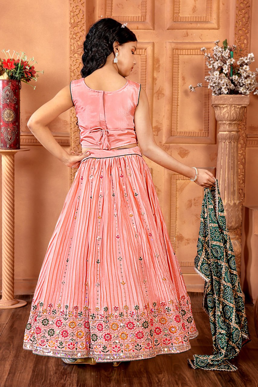 Beautiful Peach Color Embroidered Designer Lehenga Choli
