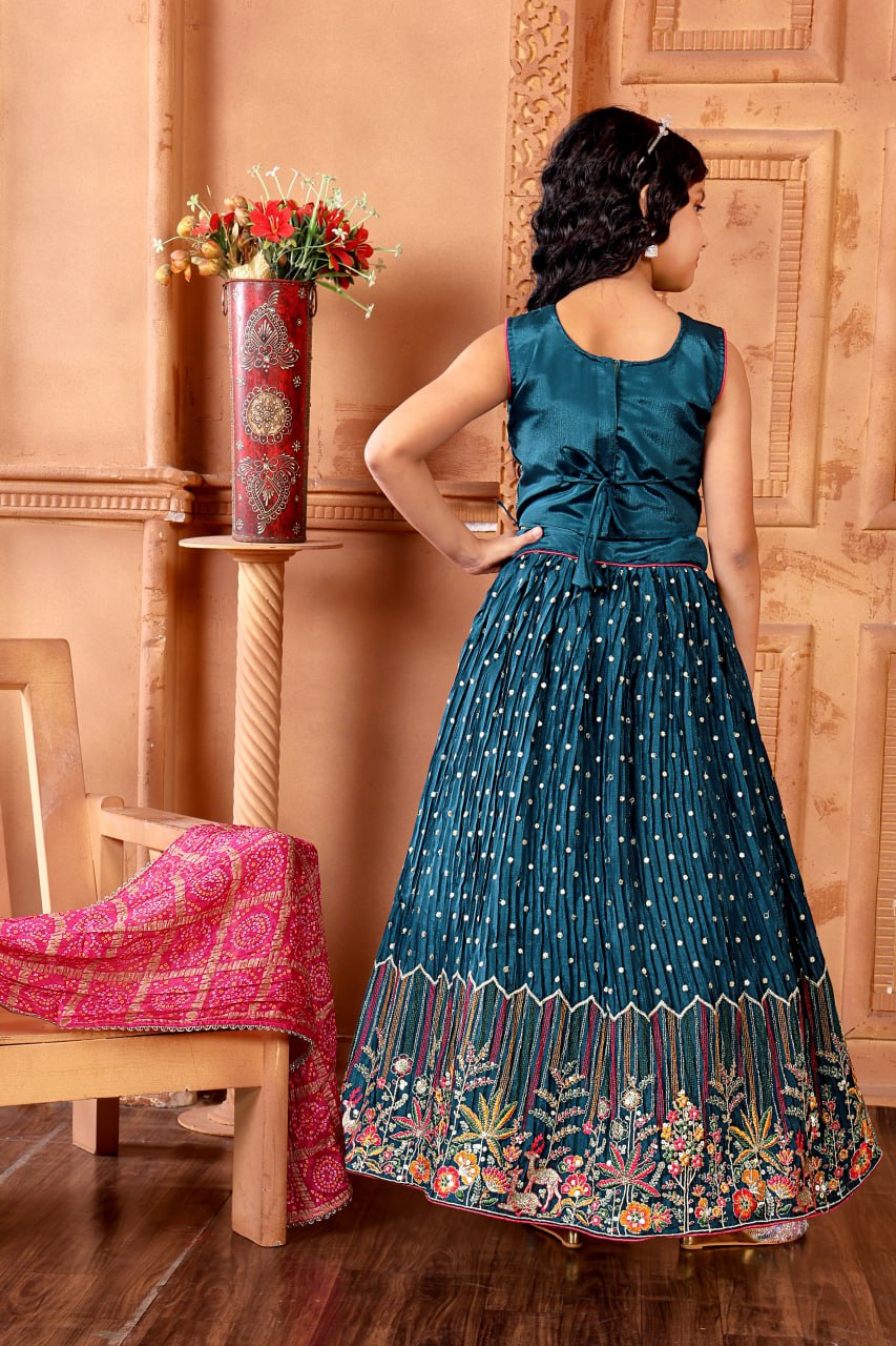 Gorgeous Navy Blue Color Embroidered Designer Lehenga Choli