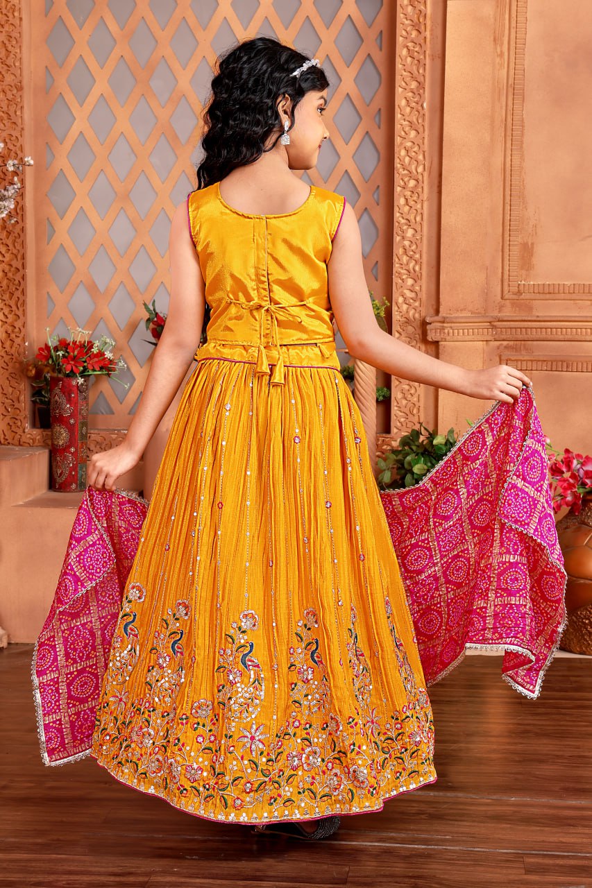 Stylish Yellow Color Embroidered Designer Lehenga Choli