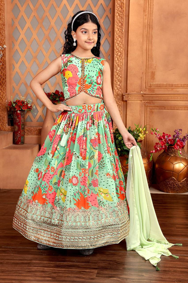 Alluring Light Green Color Printed Designer Lehenga Choli