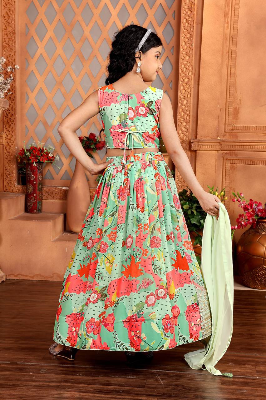 Alluring Light Green Color Printed Designer Lehenga Choli