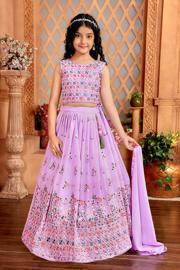 Alluring Lavender Color Embroidered Designer Lehenga Choli