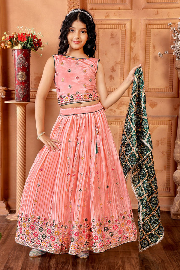 Beautiful Peach Color Embroidered Designer Lehenga Choli
