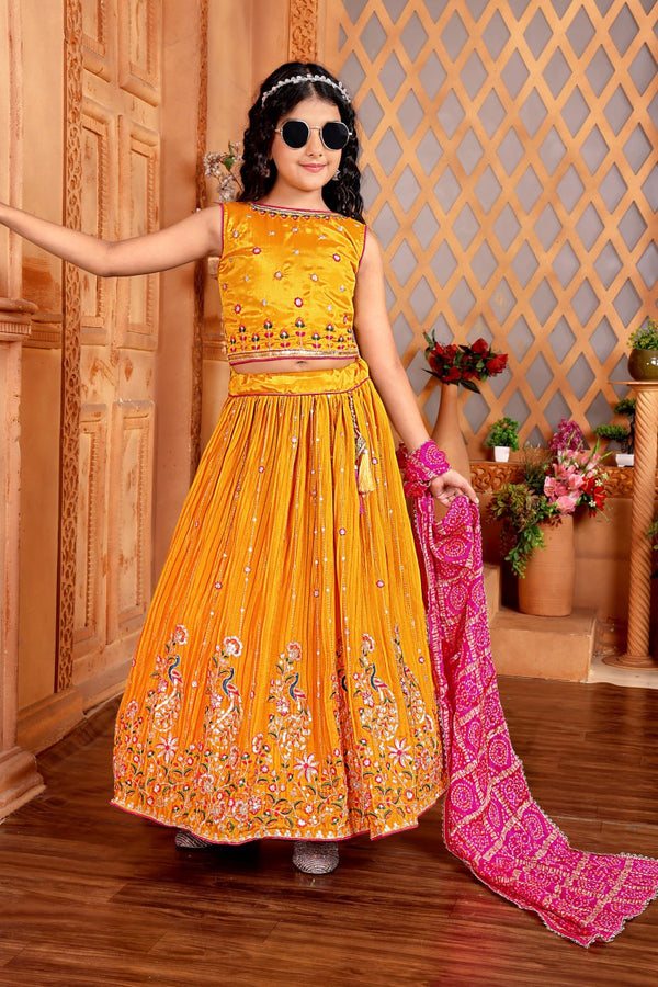 Stylish Yellow Color Embroidered Designer Lehenga Choli