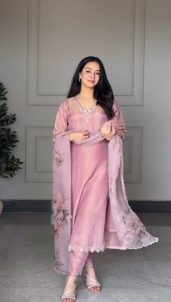 Desinger Light Pink Color Embroidered Salwar Suit