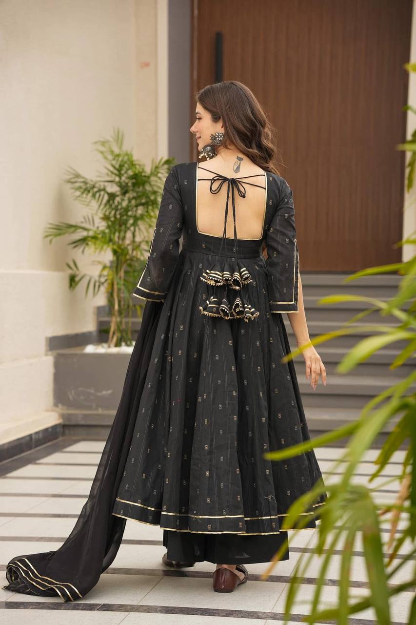 Luxury Black Color Maslin Fabric Digital Printed Work Anarkali Suit