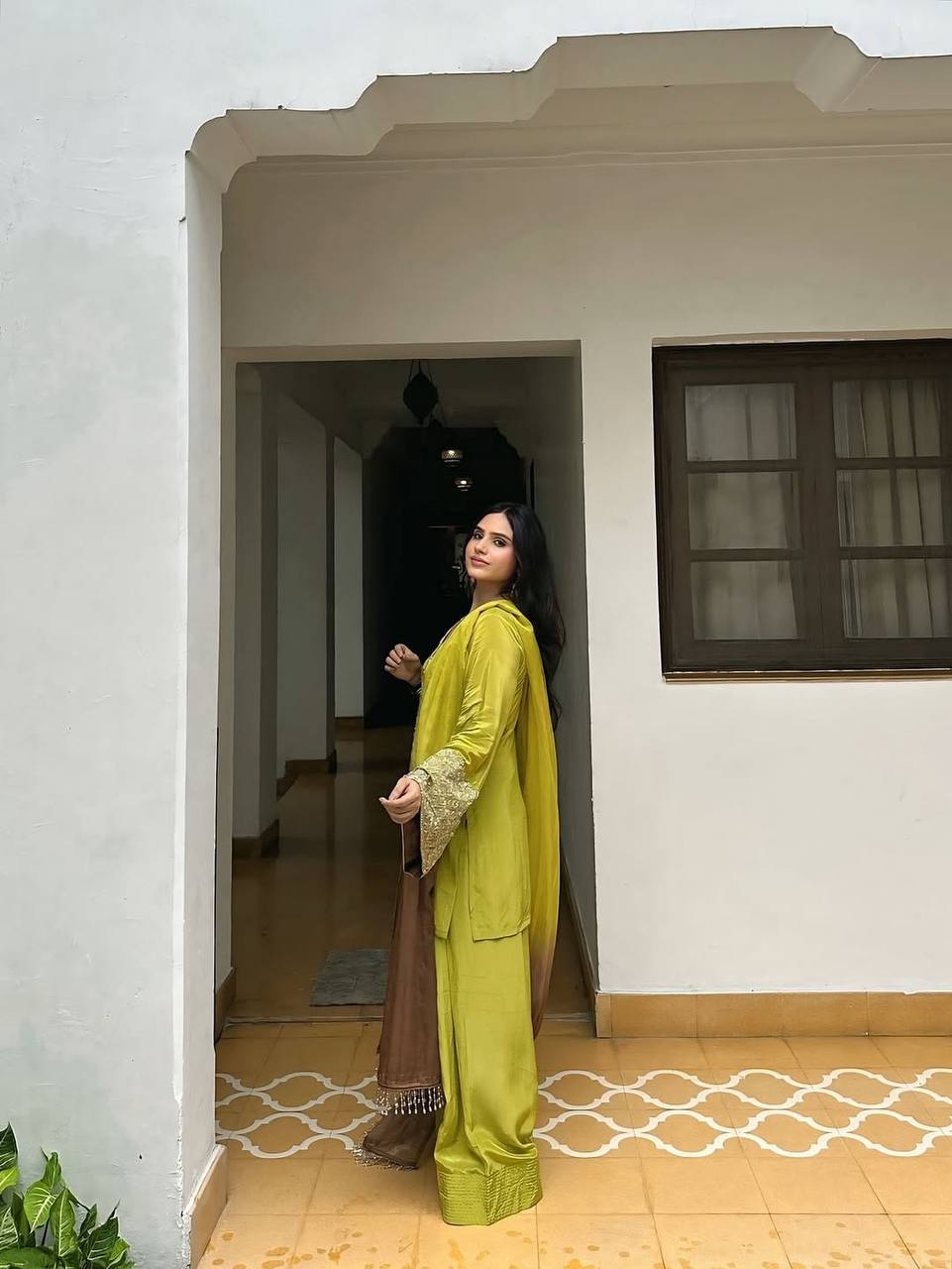 Wedding Wear Green Color Embroidered Sequence Work Designer Palazzo Suit