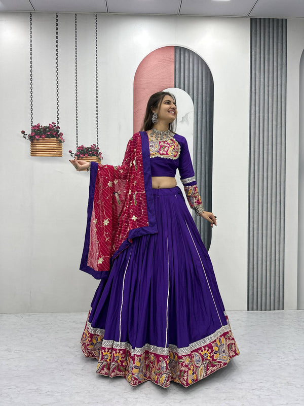 Dandiya Raas Wear Royal Blue Color Pure Cotton Lehenga Choli
