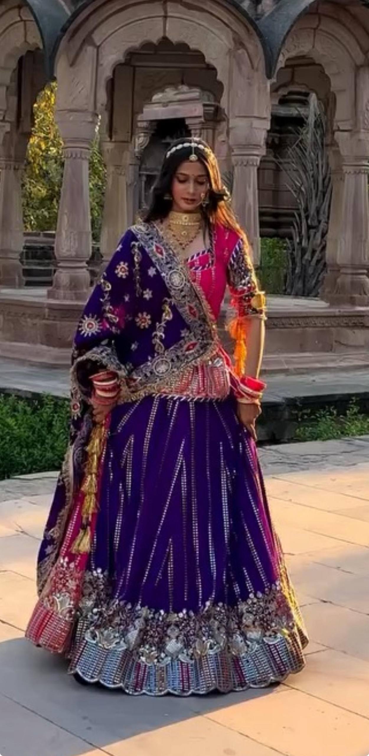 Designer Multicolor Georgette Rajashthani Style Lehenga Choli