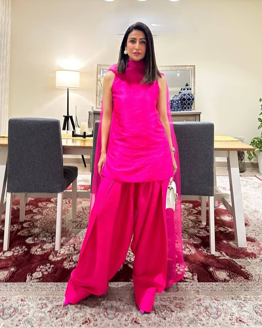 Beautiful Pink Color Fendi Silk Designer Salwar Suit