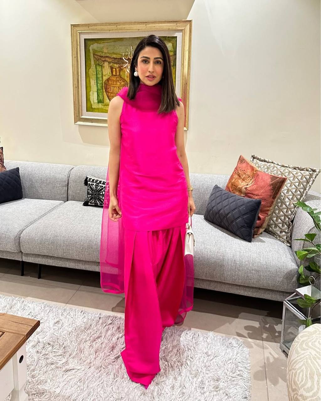 Beautiful Pink Color Fendi Silk Designer Salwar Suit