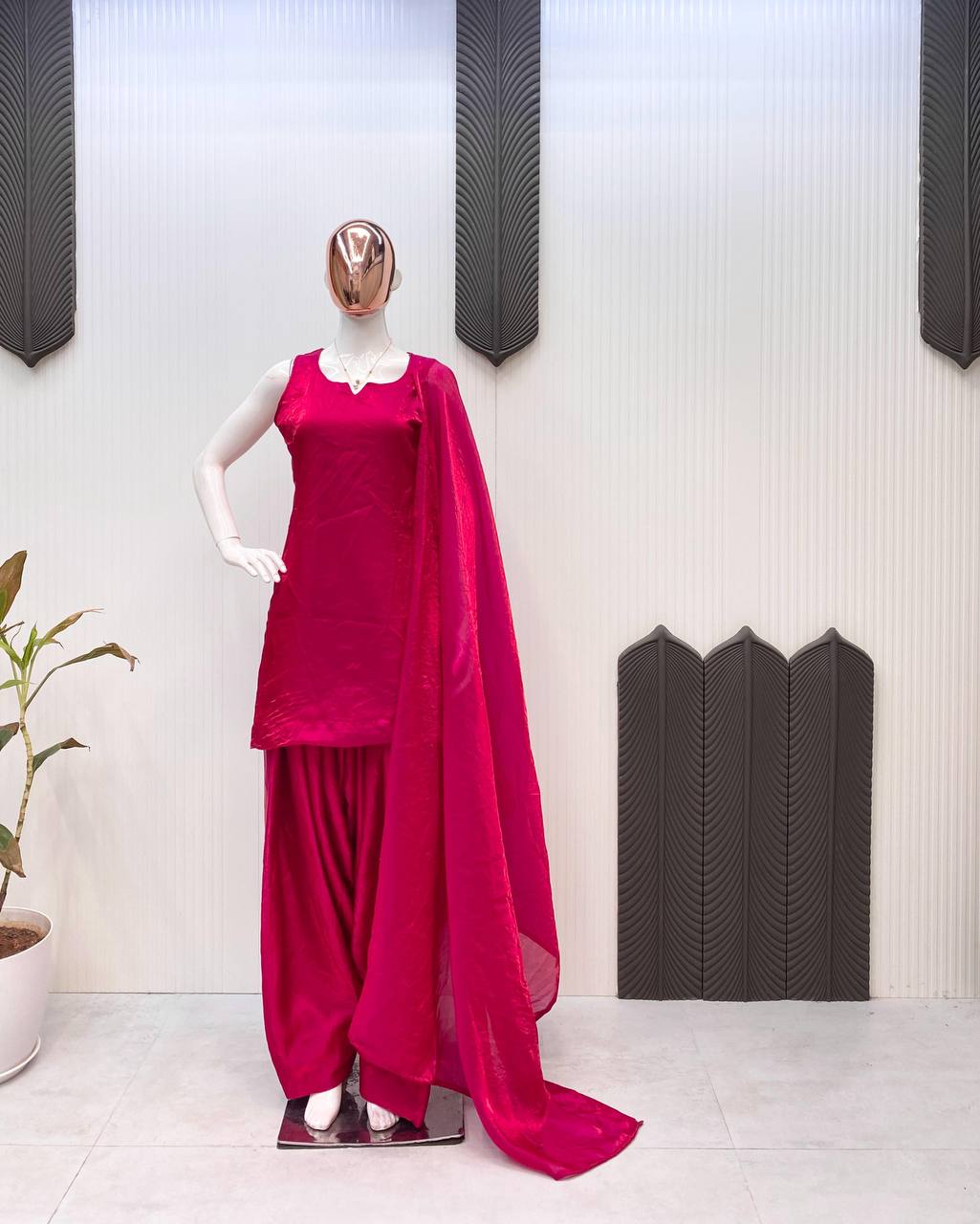 Beautiful Pink Color Fendi Silk Designer Salwar Suit