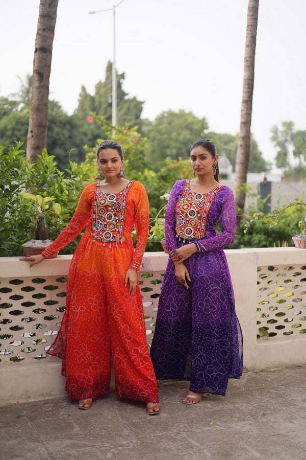 Beautiful Bandhani Printed Navratri Special Plazzo Suit