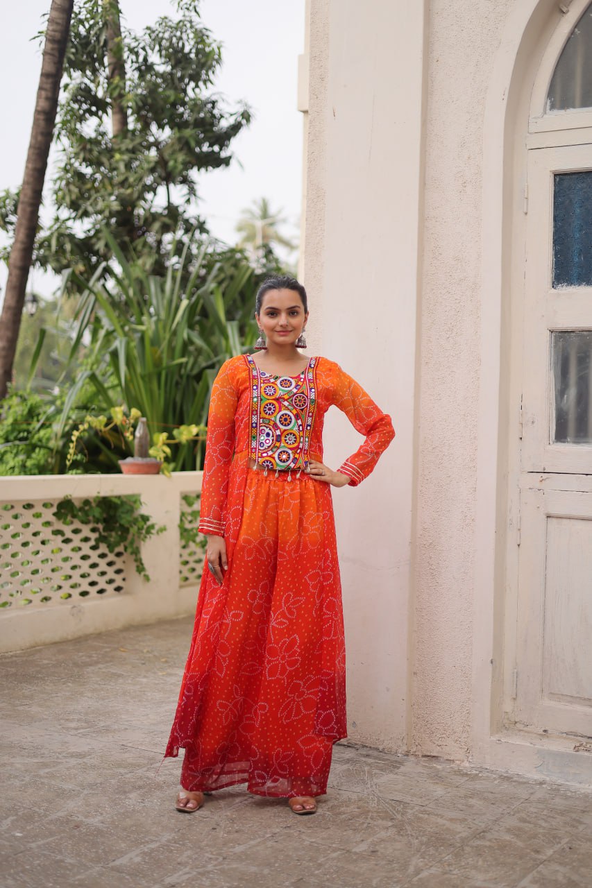Beautiful Bandhani Printed Navratri Special Plazzo Suit