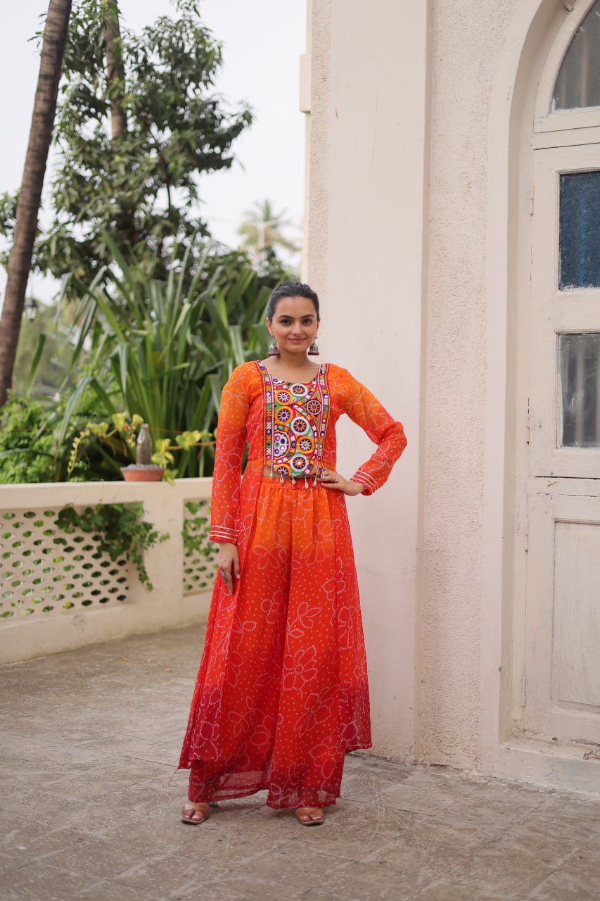 Beautiful Bandhani Printed Navratri Special Plazzo Suit