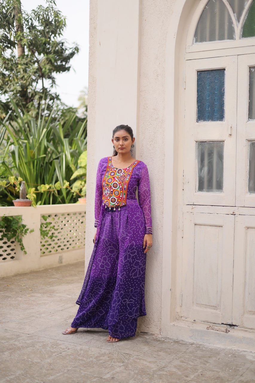 Beautiful Bandhani Printed Navratri Special Plazzo Suit