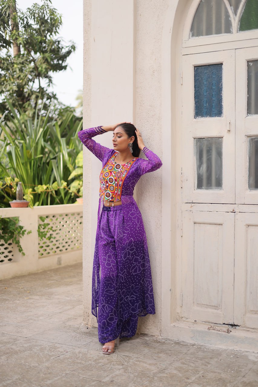 Beautiful Bandhani Printed Navratri Special Plazzo Suit