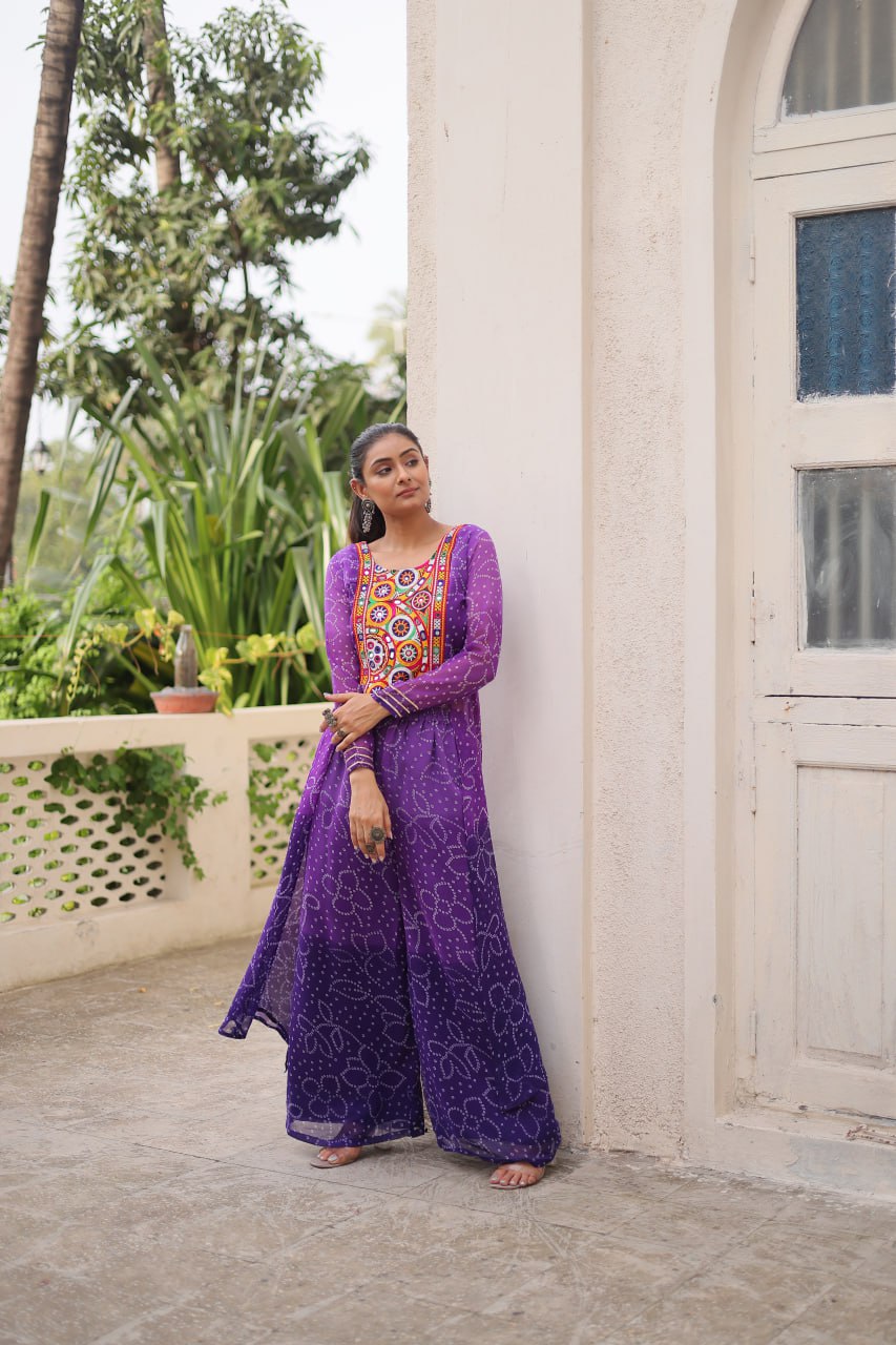 Beautiful Bandhani Printed Navratri Special Plazzo Suit