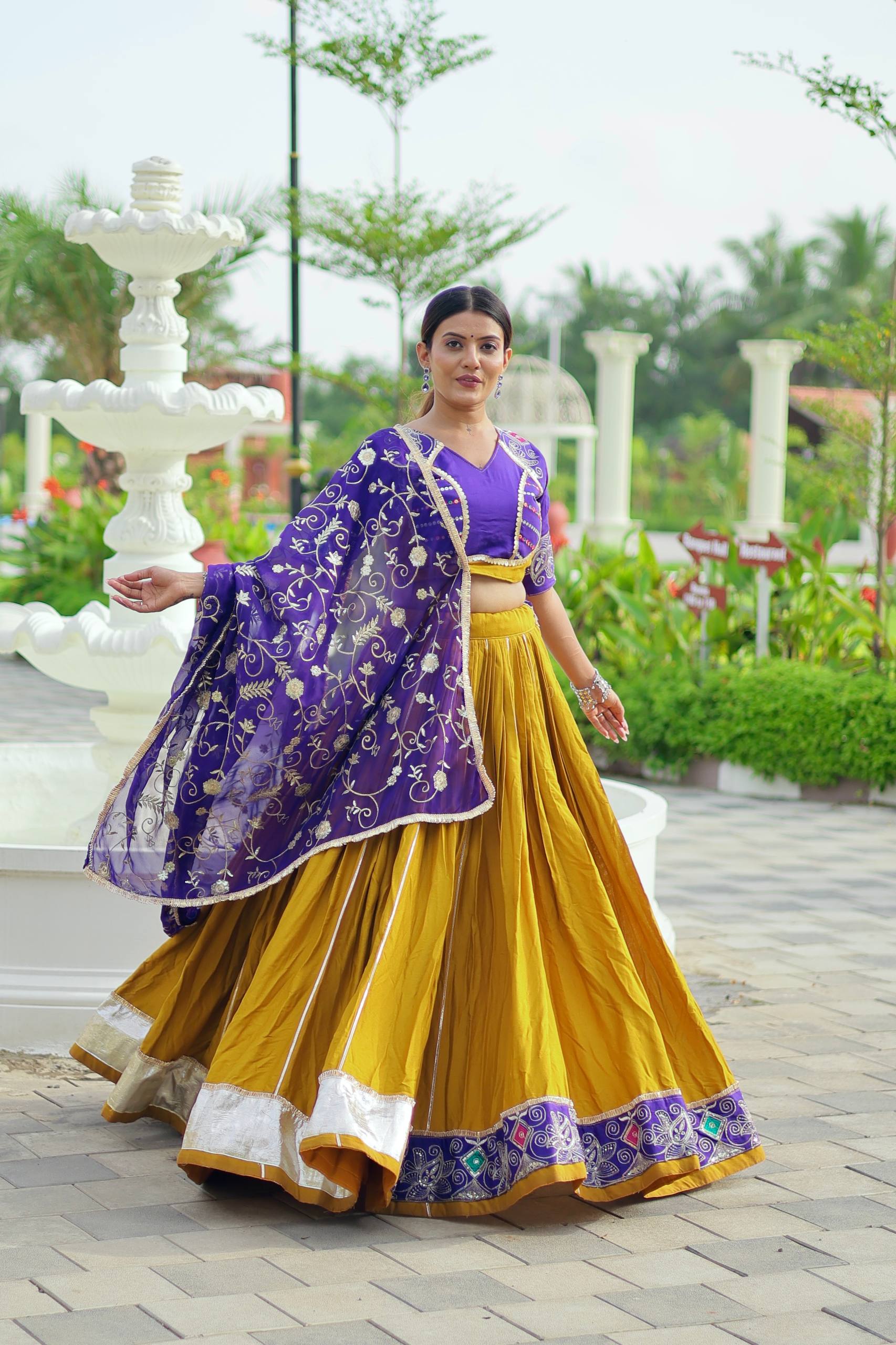 Designer Yellow Color Pure Cotton Navratri Wear Lehenga Choli